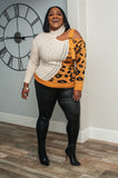 "Cheetah Girl" Cold Shoulder Buckled Sweater