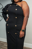 "Black Girl Magic" Buttoned One Shoulder Midi Dress